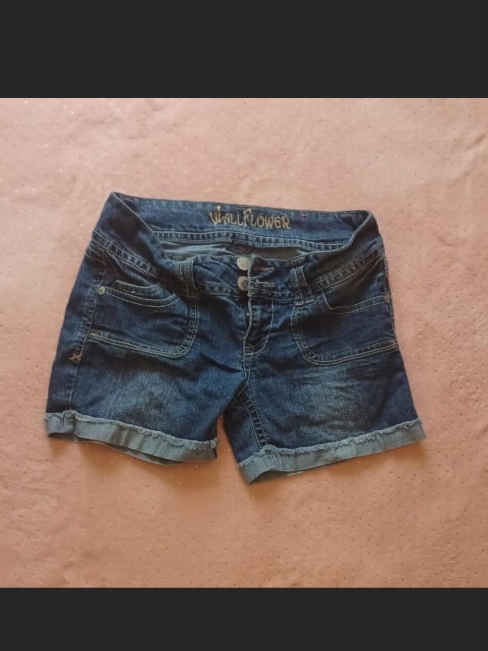 Wallflower Dark Blue Rolled Hem Denim Shorts